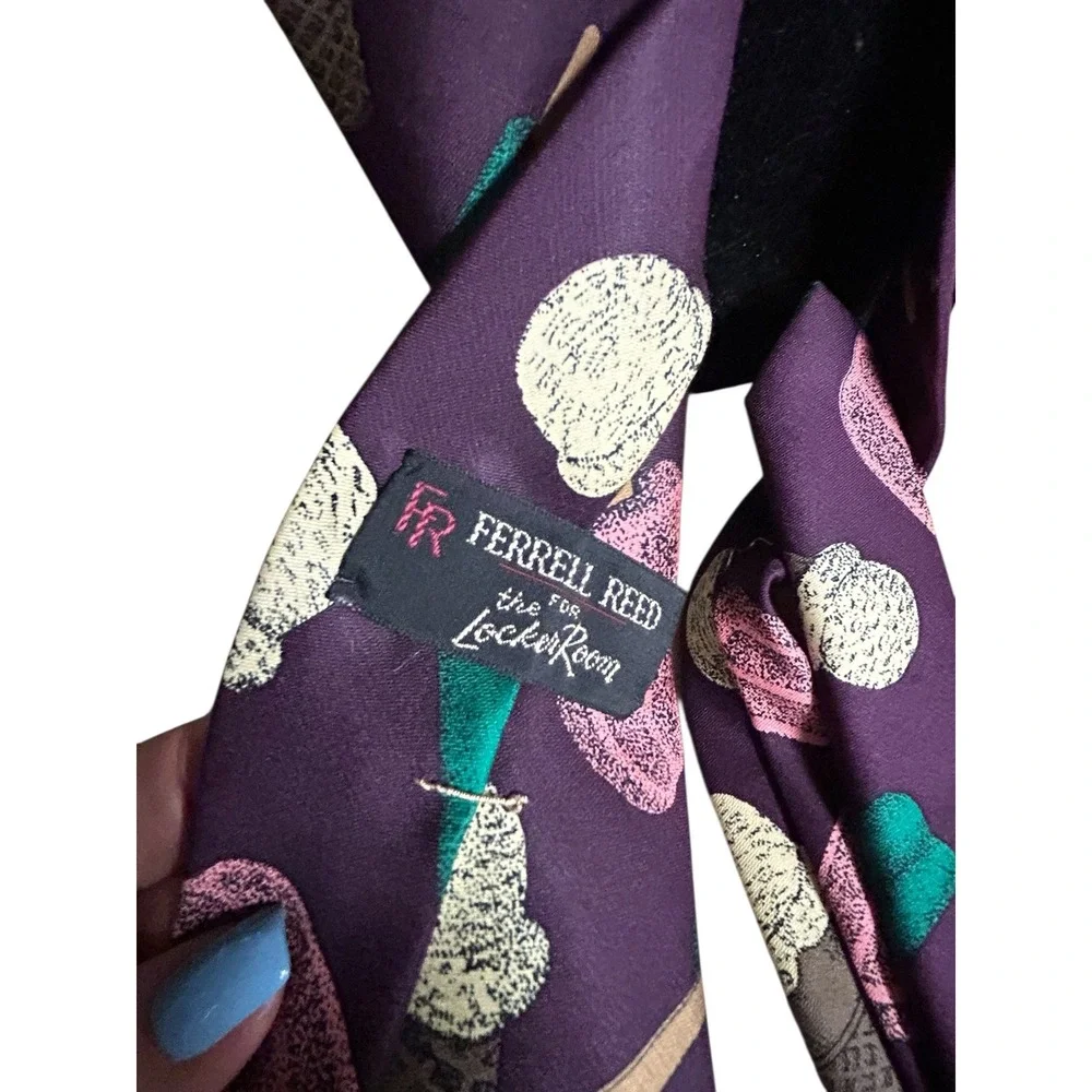 Ferrell Reed for the Locker Room  Silk Tie Purple Ice Cream Cone‎ Popsicle Print